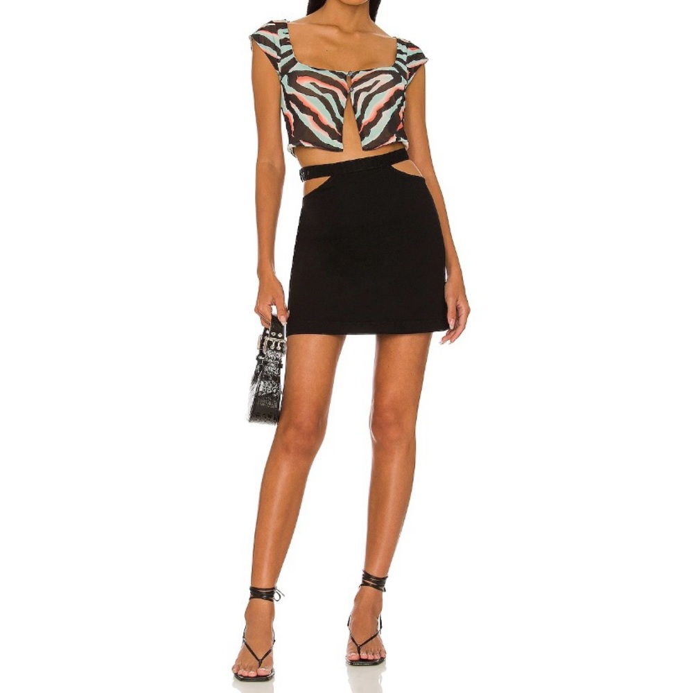 AFRM Crop top in teal zebra